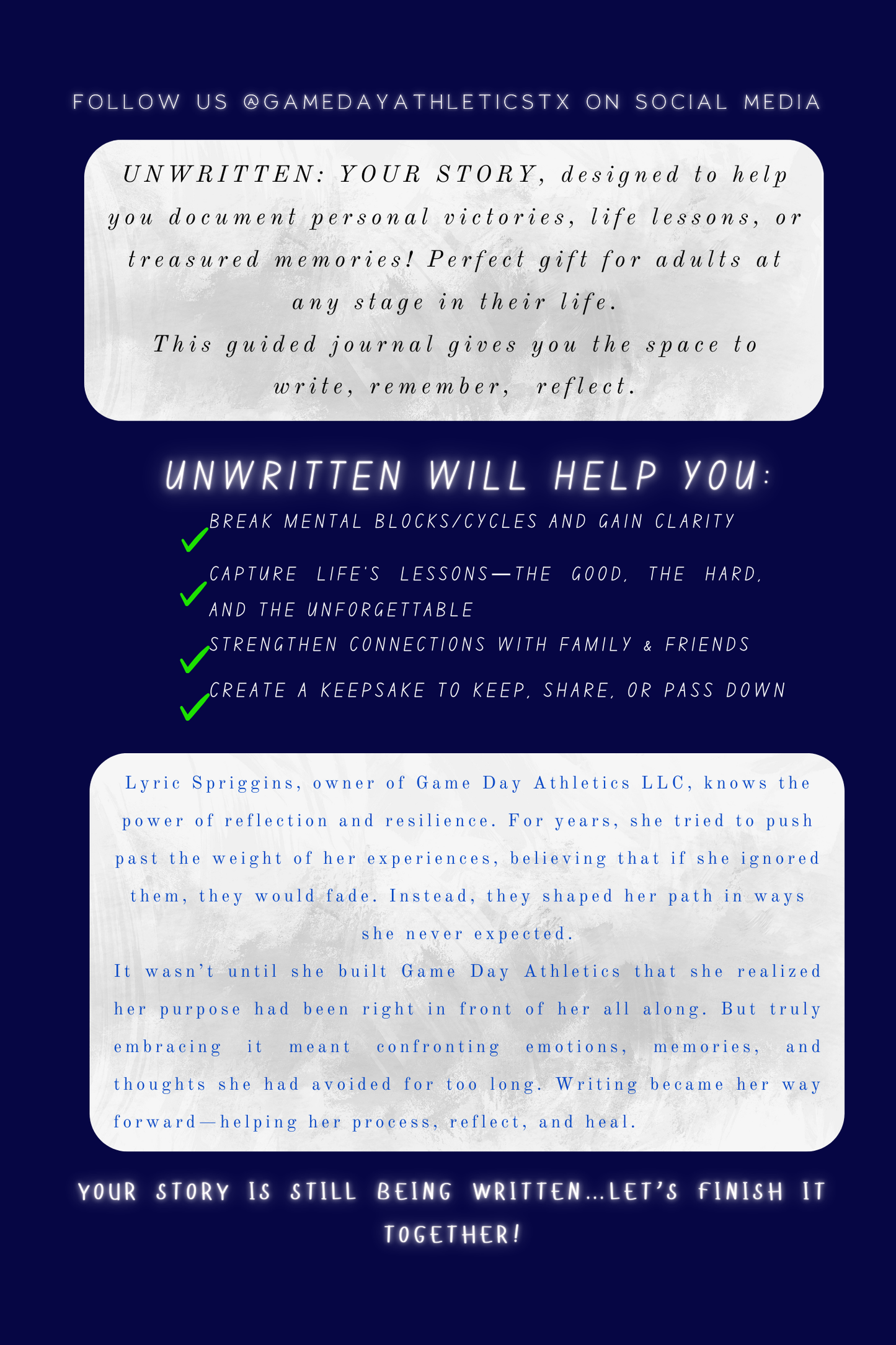 Unwritten: Your Story-- A Guided Journal to Reflect, Heal, & Finish Writing Your Story!